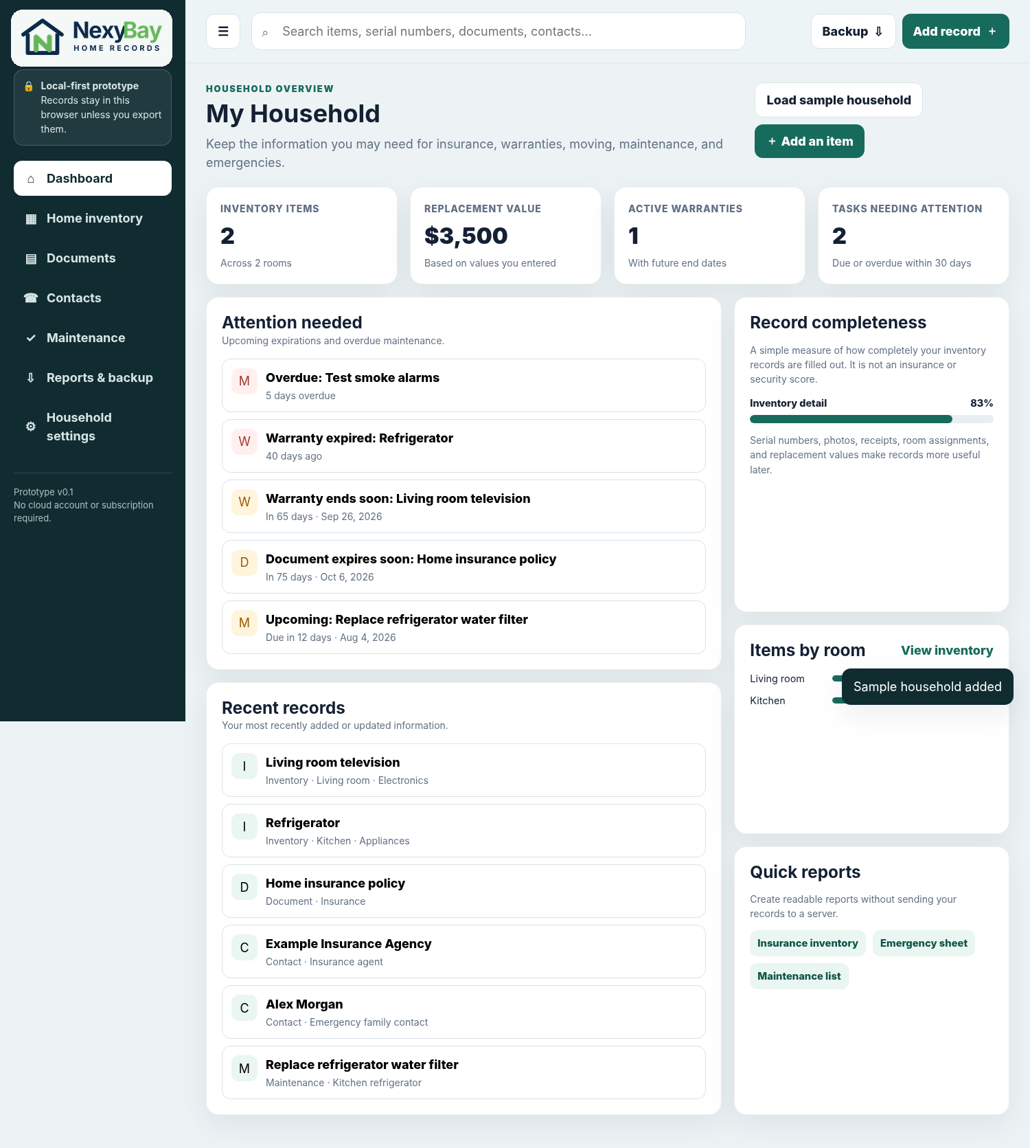 Cropped NexyBay Home Records interface preview